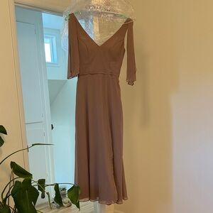 Kennedy Blue “Leah” chiffon bridesmaid dress with bow straps